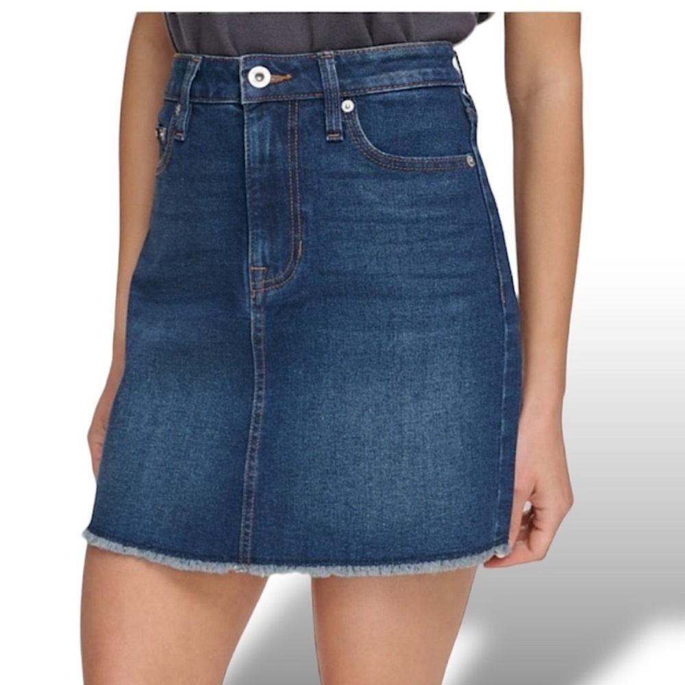 DKNY Dark Blue Denim A-Line Mini Skirt